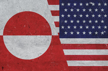 Obraz premium flag of the United States of America and the flag of Greenland on the wall
