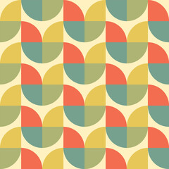 70s Groovy Mid Century Modern Geometric Pattern Persimmon Orange Gold
