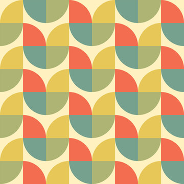 70s Groovy Mid Century Modern Geometric Pattern Persimmon Orange Gold
