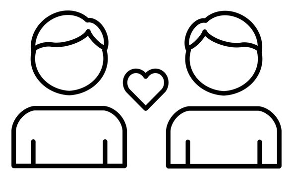 教科アイコン：特別活動（交流・絆）のシンプルなモノクロイラスト