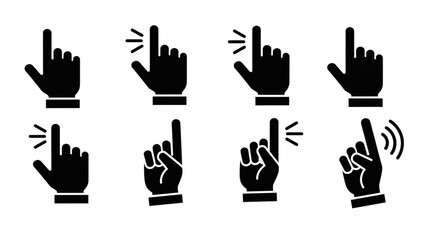 Obraz premium Set of Hand Cursor Icons for Digital Interaction.