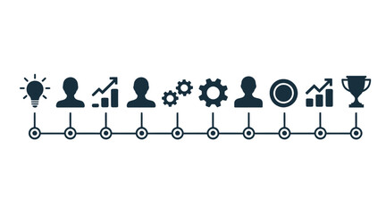 Project management timeline with icons