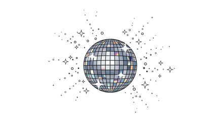 A sparkling disco ball with radiating light effects, perfect for celebrations and retro-themed events
