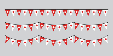 Seamless Canada Flag Party Bunting Border Background &ndash; Flat Design Illustration