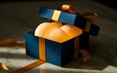 Exclusive gift box with ribbon, premium celebration and reward concept