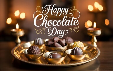 Chocolate-themed holiday greeting with elegant dessert presentation