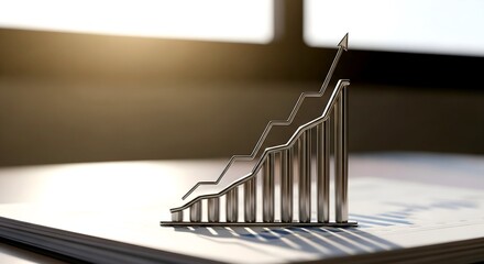 Metallic Growth Chart Ascending on Financial Document in Warm Li