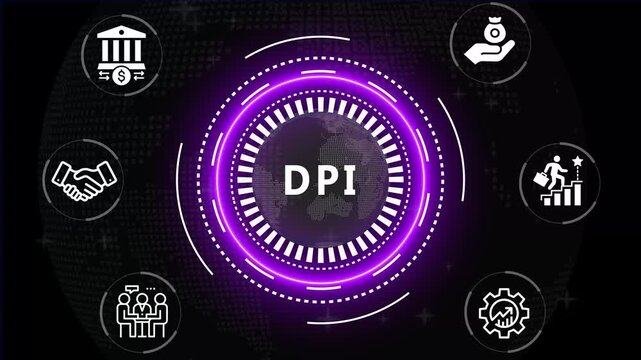 Futuristic Financial and Business DPI in center of hexagonal diagram Accents finance technology World strategic technology on background.....