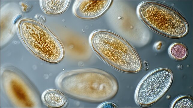 Micrograph of Saccharomyces cerevisiae cells showing budding and cellular detail