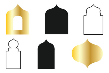 Islamic Window Shapes Vector, Oriental Arch Frame Design Set