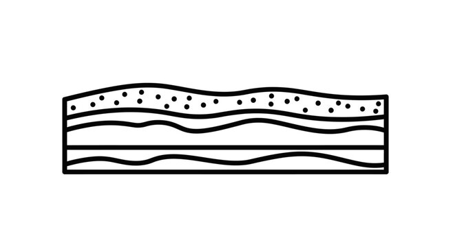 Cake, dessert, pastry icon, black and white, line art, vector graphics