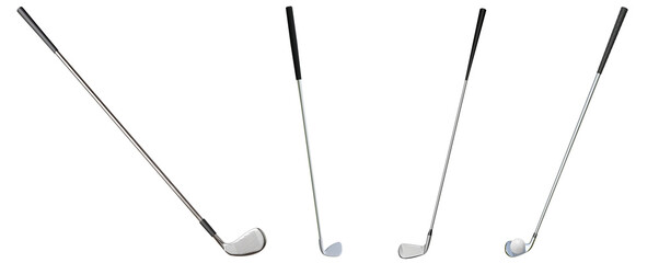 realistic photograph showcasing various golf clubs, perfect for sports equipment, leisure, and...