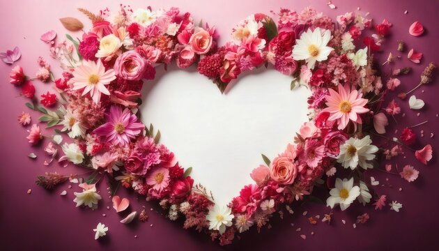 Floral Heart - A Romantic Valentines Day Composition with Roses and Daisies.