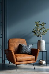 Modern reading nook with armchair and plant
