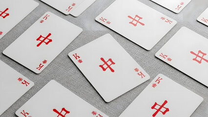 Obraz premium Mahjong tiles scattered on a surface.