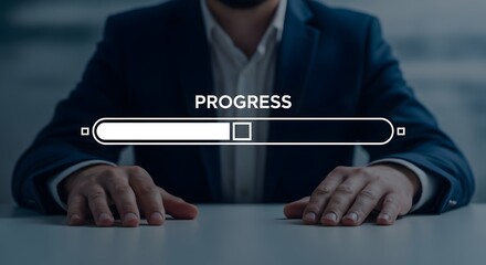 Businessman representing progress with loading bar