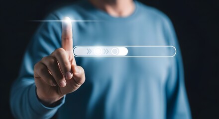 Progress bar interface concept a person interacting with a digital slider for advancement