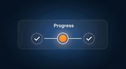 Progress indicator with checkmarks and loading animation