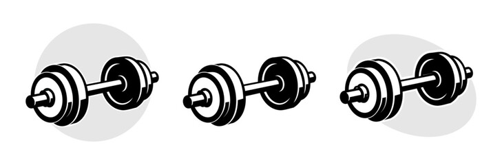 Ilustration of dumbbells for fitness and strength training. Gym station and fitness logo.
