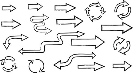 Diverse directional arrows set