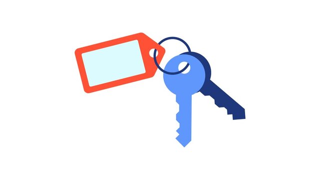 Animated house keys with blank tag looping