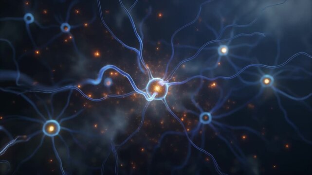 Abstract neural network synapse firing glowing neurons interconnected brain activity concept