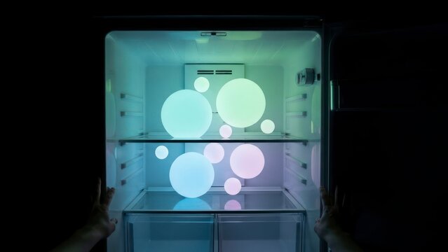 Abstract orbs inside refrigerator