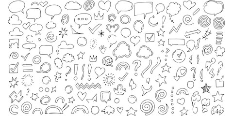 Obraz premium Hand drawn doodle elements set for design projects.