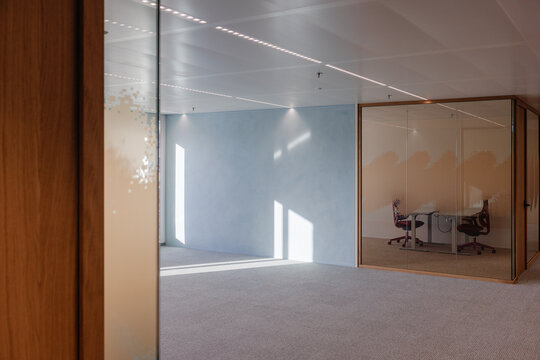 An empty office, modern design with sunlight