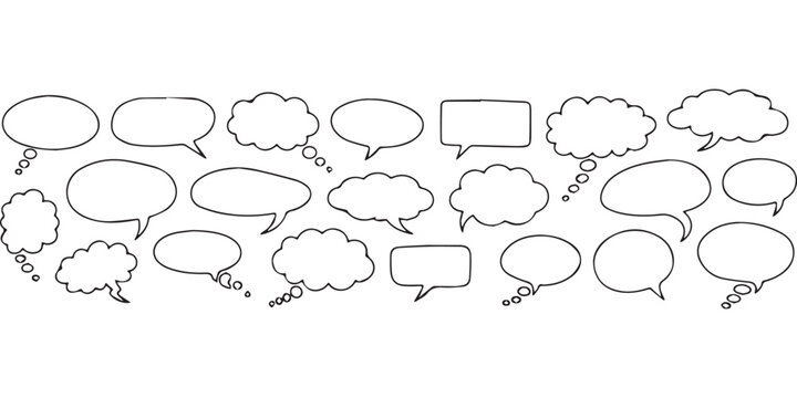 Handdrawn speech bubbles and thought clouds collection 1.