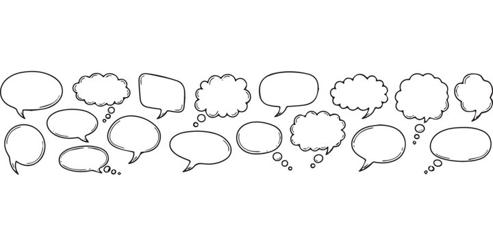 Handdrawn speech bubbles and thought clouds collection 2.