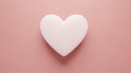 Fototapeta premium White heart on soft pink background symbolizing love and care