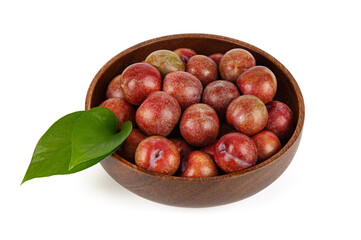 Obraz premium Fresh Chinese red little Plum isolated on white background