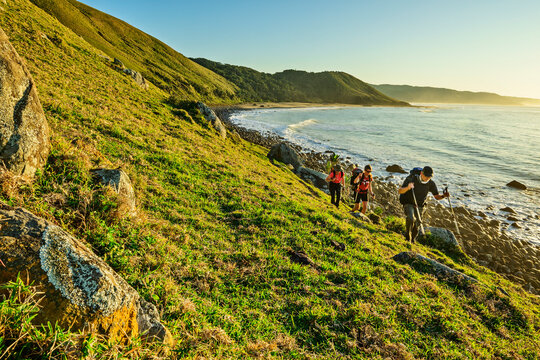 Group hiking on the Wild Coast Trail in Eastern Cape South Africa