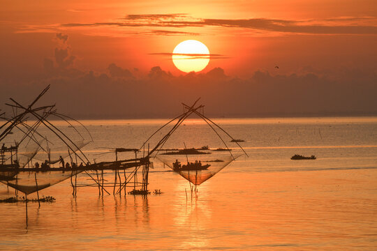 Pakpra lake beautiful location on during sunrise,Thailand