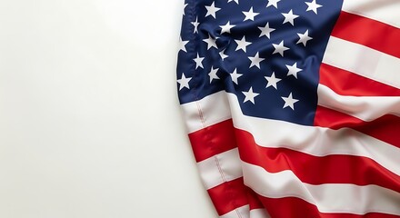 American flag detail on a clean white background, perfect for Presidents Day promotions and patriotic themes.