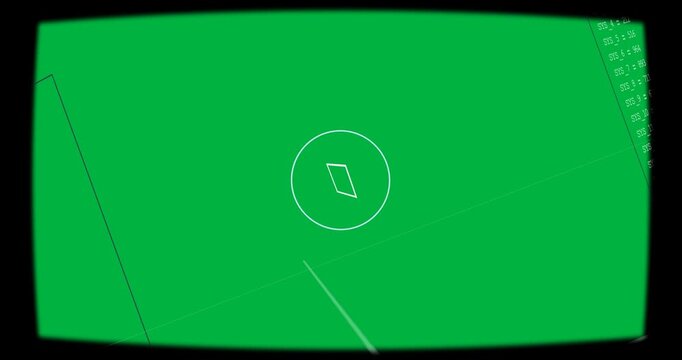 Pointer entering lower frame starting reticle rotating while panels shifting for radar on clear bg
