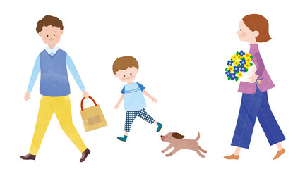 Obraz premium 家族のイラスト