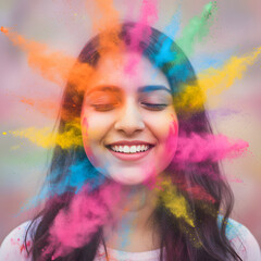 Obraz premium Holi Festival Double Exposure Color Art Concept