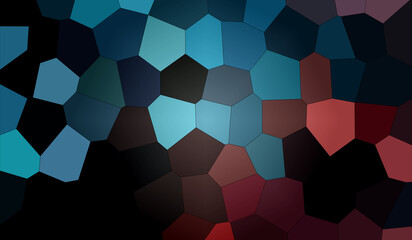 Abstract dark mosaic background with blue and red polygonal patterns