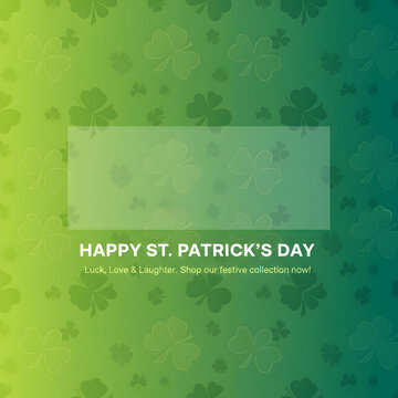 St. Patrick&rsquo;s Day Green Banner with Shamrock Pattern