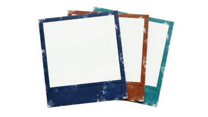 Three vintage polaroid frames with textured borders