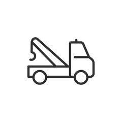 Tow truck, linear icon. Vehicle recovery and roadside assistance. Line with editable stroke.