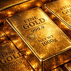 Gold Bars Macro Detail Representing Wealth, Security, and Financial Stability