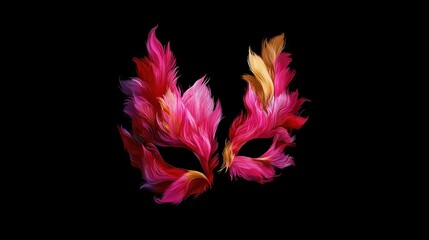 Elegant Feathered Mask Floating in Darkness, a Touch of Mystery and Elegance
