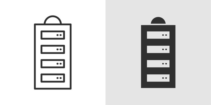 Server Rack Icon representing data centers, network infrastructure, cloud computing, and enterprise IT systems.