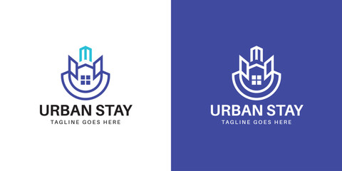 Modern Real Estate and Hotel Logo Design with Building Icon
