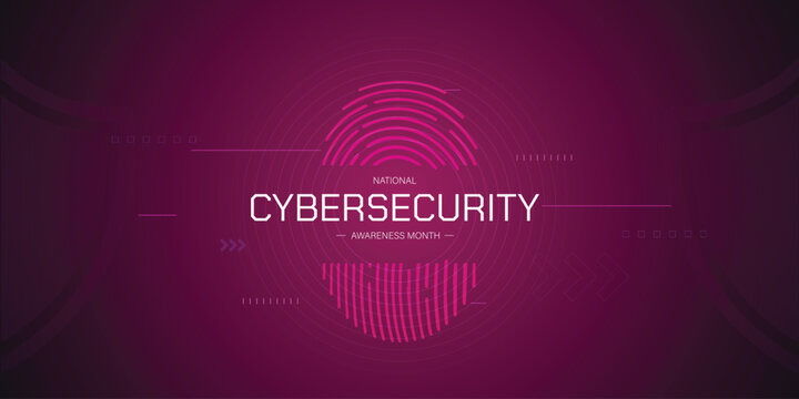 National Cybersecurity Awareness Month. Cybersecurity with finger, Shield and padlock. Great for cards, banners, posters, social media and more. 