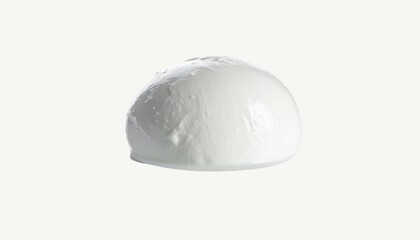 Whole Ball of Fresh Mozzarella Cheese in Water, Soft White Italian Dairy Product Isolated on White Background, Key Ingredient for Pizza and Caprese