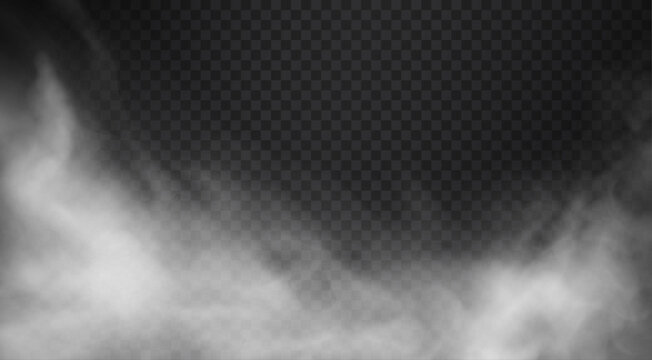 Grey smoke puffs rise softly on a transparent surface, giving a realistic misty effect. Perfect for background elements in digital graphics. Adds an airy, atmospheric feel to designs.
